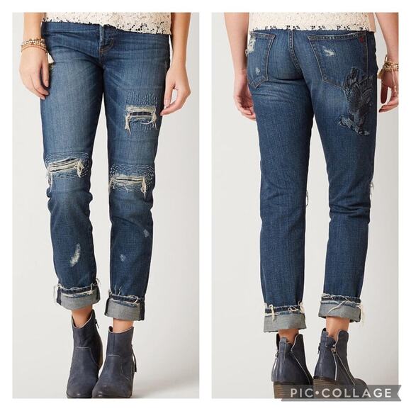 Miss Me Vintage Boyfriend Fit Eagle Jeans distressed ankle Size 26 - Picture 1 of 7